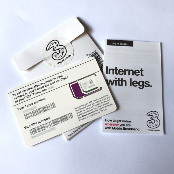 3 UK Prepaid PAYG Data SIM