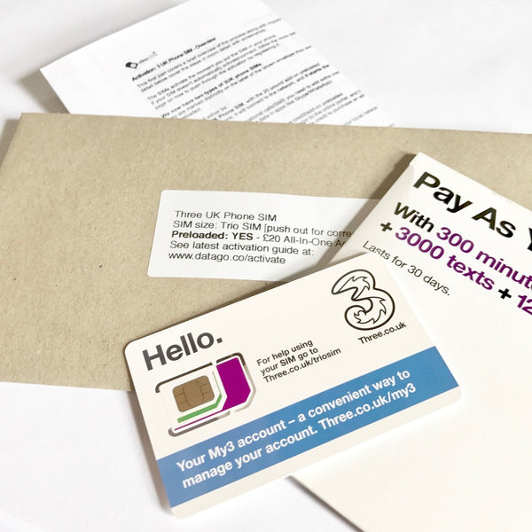 3 UK Prepaid PAYG Phone SIM