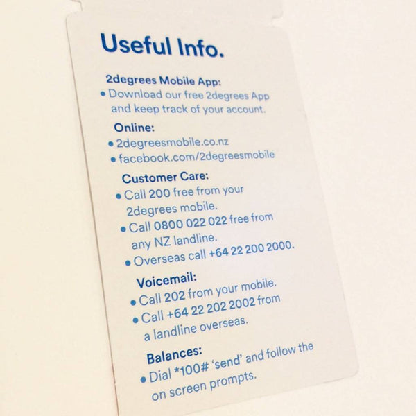 New Zealand 10GB 2degrees Prepaid SIM